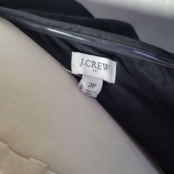 J.Crew Black Classic One-Shoulder Cotton Pleated Skirt Midi Dress Size 2P - Picture 4 of 14